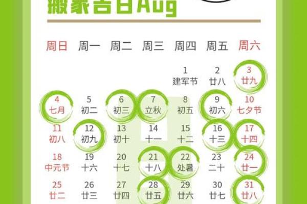 八月份搬家的最佳日期(农历八月份搬家的最佳日期)