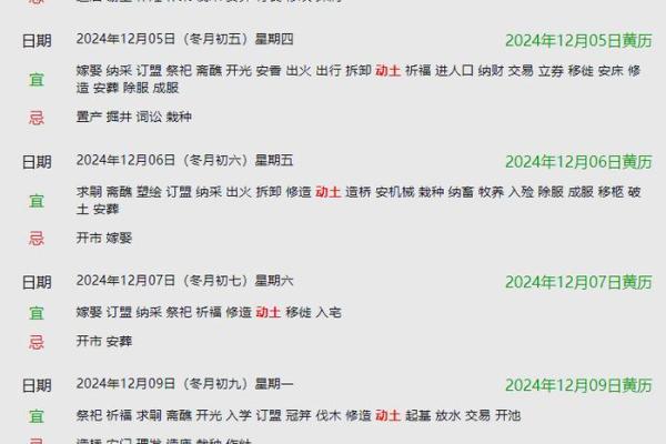 12月吉日黄道吉日查询