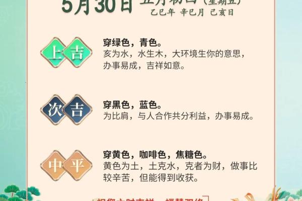 2022年5月30日五行穿衣 今日五行穿衣指南颜色推荐