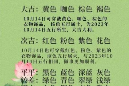 五行穿衣每日指南2023.10.14 今日五行穿衣颜色运势查询