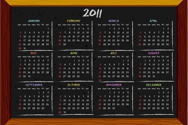 2011年带农历和节假日的日历表电子版Excel可编辑模板
